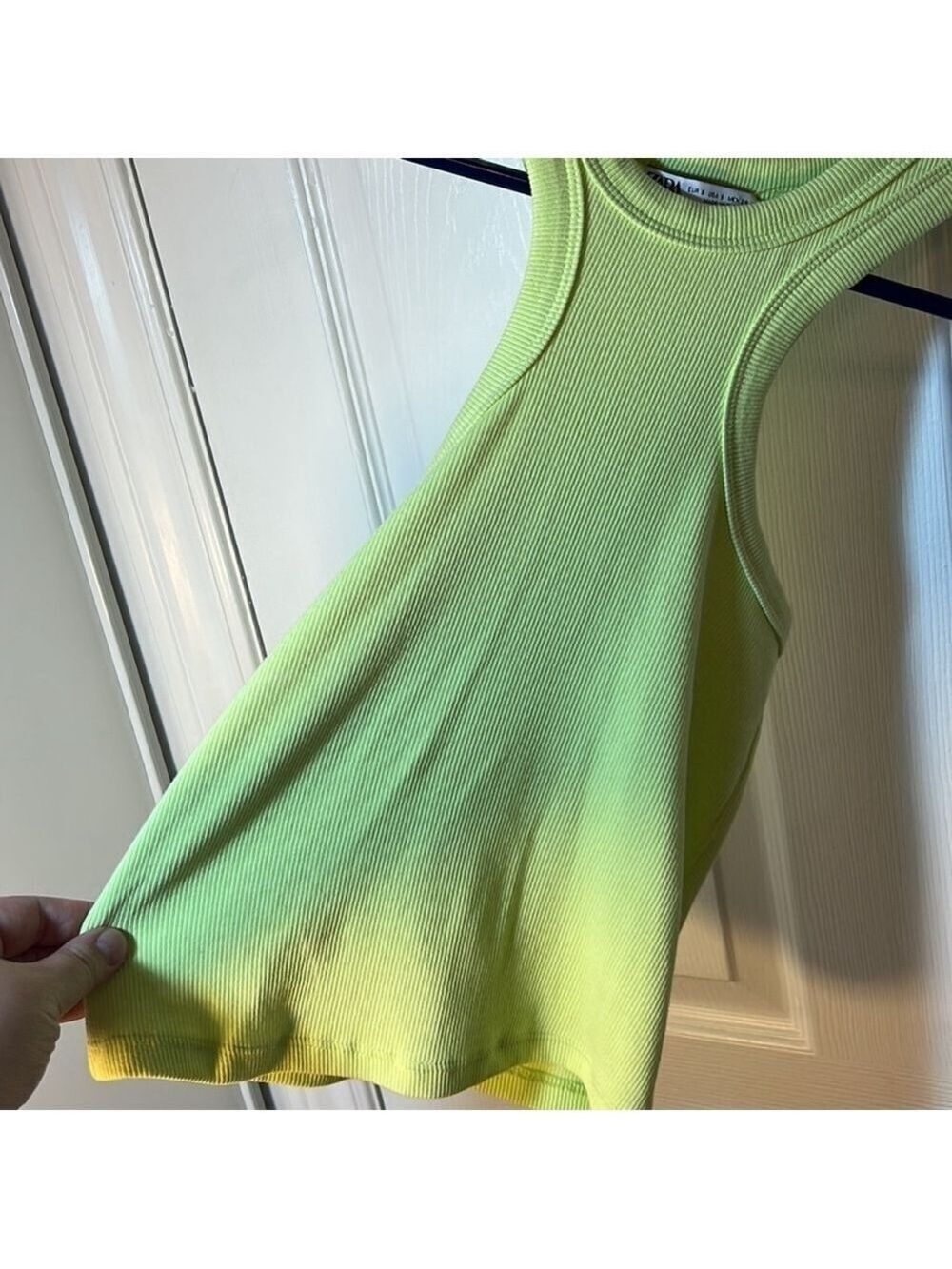 Zara Ribbed Crop Tank Top Yellow Small - Picture 4 of 6